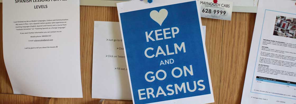 International Office - Erasmus sign  - Maynooth University