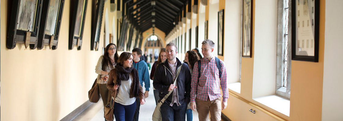 Students Walking Through Cloisters in Maynooth University
