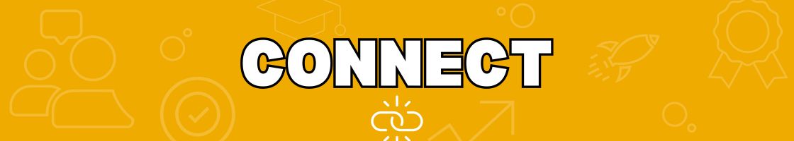 Connect text with link and study icons.