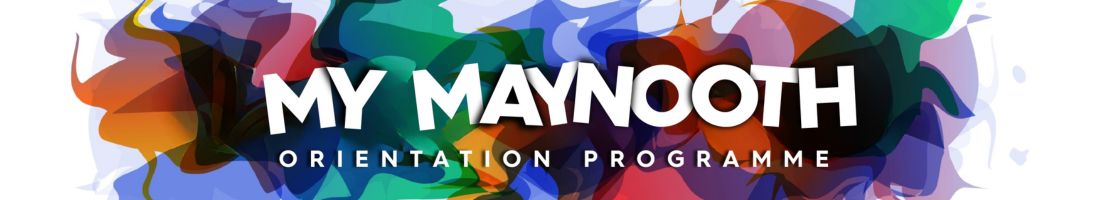 My Maynooth Orientation Programme with colour splash background.