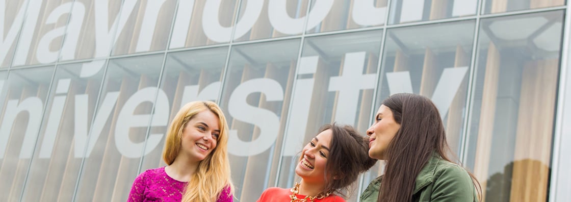 students outside library