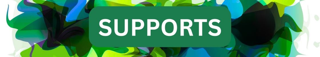 Supports text, green colour splash background.
