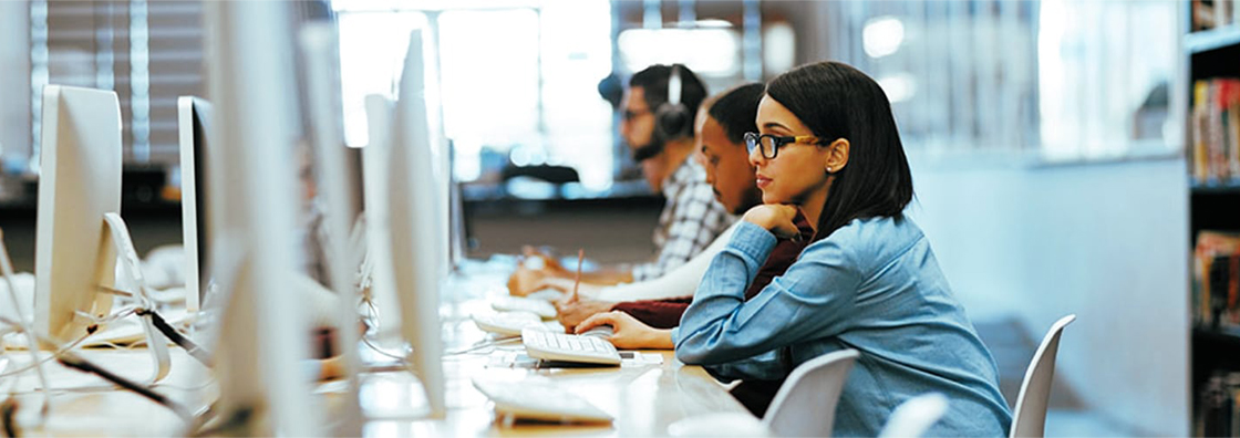 woman working on a computer