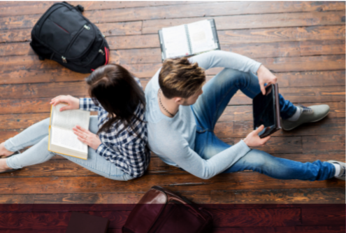 2 students sitting and studying