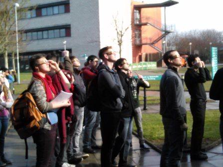 Masterclass students viewing the solar eclipse