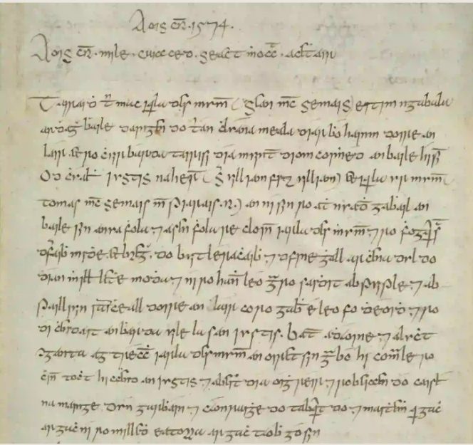 manuscript with writing in old Irish