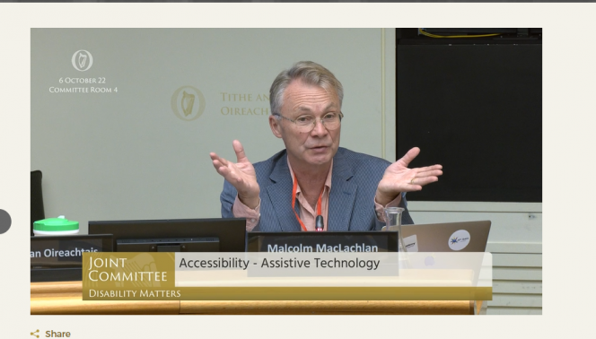 Screenshot form Oireachtas TV about joint committee on disability matters 