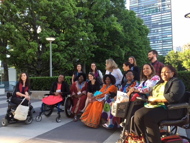 Photo of Ana with Humanity and Inclusion delegation at COSP event