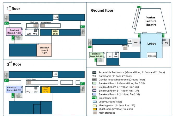 A map of the internal layout of the Iontas building labelled with Equitas Conference rooms