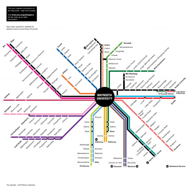 Transport links to Maynooth map to MU September 2022