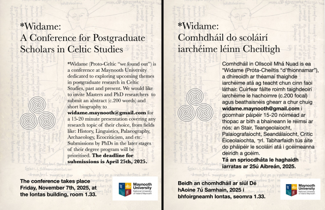 Bilingual call for papers for the *Widame Conference for postgraduate students in Celtic Studies