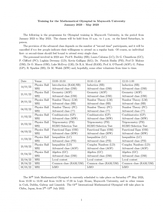 Maths Enrichment Schedule 2022/23 Image (Draft)