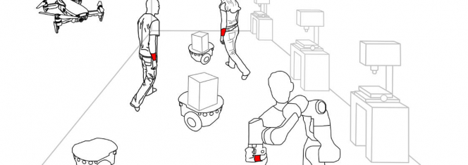 An example of heterogeneous robot-human teams in an industrial scenario