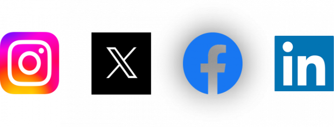 instagram, facebook, X, linkedin logos