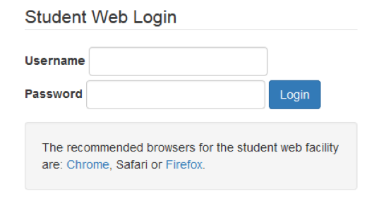 Student Web Logon screen image