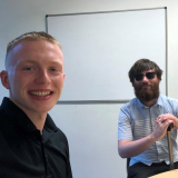Photo of Bryan Regan and Gavin Fanning recording podcast