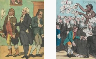 19th Century history law caricatures William McCleary's 'A Sharp between two flats' & Alexander McDonald 'The First Day of Term or, The Devil among the Lawyers'