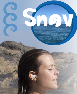 image of swimmer with the SNAV waterproof earpiece in her ear