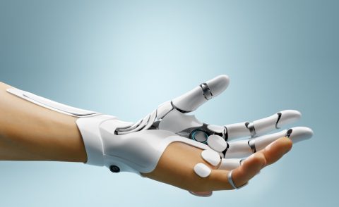 Arm with robotic thumb and first two fingers