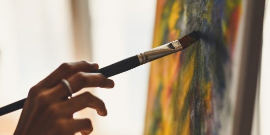 Hand painting, colourful picture, artist, brush, paint, canvas