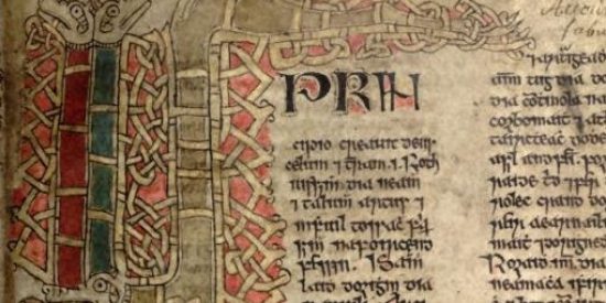 Illuminated page from medieval manuscript, Book of Ballymote