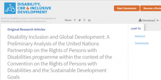 Disability Inclusion and Global Development: A Preliminary Analysis of the United Nations Partnership on the Rights of Persons with Disabilities programme within the context of the Convention on the Rights of Persons with Disabilities and the Sustainable 