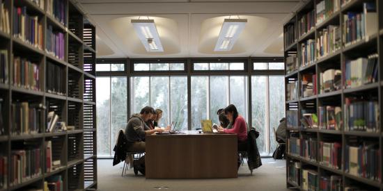 Library - Students with laptops studying - Maynooth University