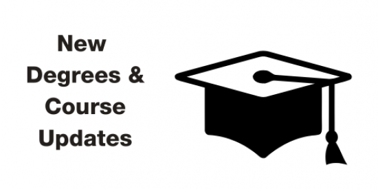 New degrees and course updates with image of mortar board