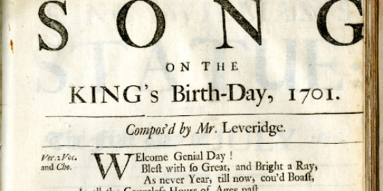 A Song on the King's Birth-Day 1701