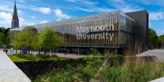 MU LIbrary with a very blue sky, shot from the Kilcock Road, just at the corner of the sloped entrance