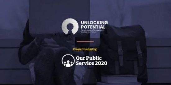 Unlocking Potential - Project funded by 'Our Public Service 2020', text on a dark background