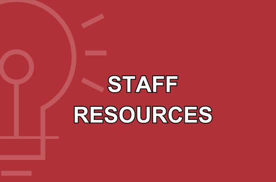 Staff resources text with lightbulb icon.