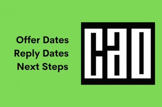 CAO logo with text alongside reading Offer Dates, Reply Dates, Next Steps