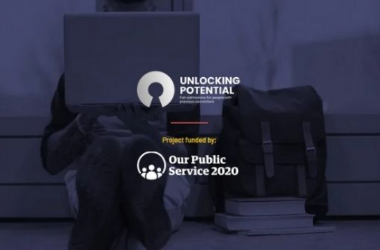 Unlocking Potential - Project funded by 'Our Public Service 2020', text on a dark background